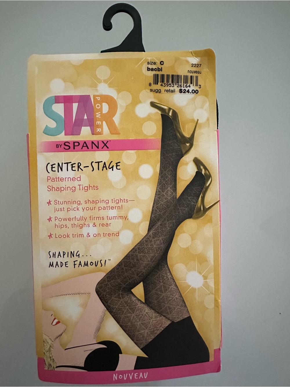 SPANX Star Power Center-Stage Nouveau Patterned Shaping Tights Size C NEW